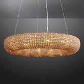 Luxury Crystal Halo Amber Round Chandeliers - YhLamps